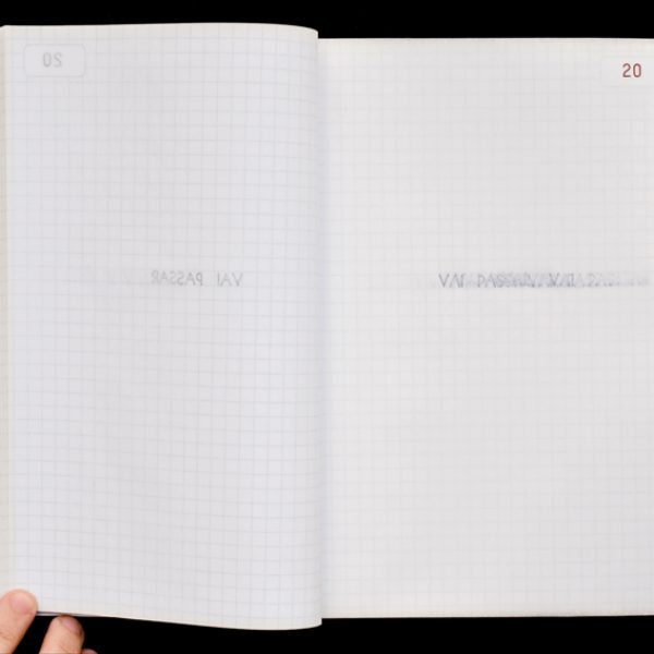 Vai passar/ It will pass, 2016. Video, 2'52'' -  The work deals with the passage of time, a sentimental time, where the present happens in the promise that it will pass. The affirmation (the present moment) is repeated on each page, and is marked into the inside page, which becomes a place of accumulation of past moments. It is a kind of unconscious archive, made of memories that overlap themselves, and lose meaning.