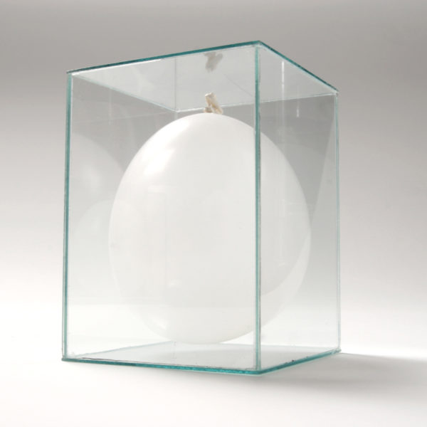Breath, 2005. Balloon, one breath and glass box.