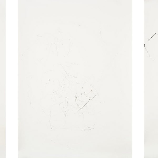 Dialogue (Balloon and body), 2007. Black ink on cotton paper, triptych 80 x 65 cm each.